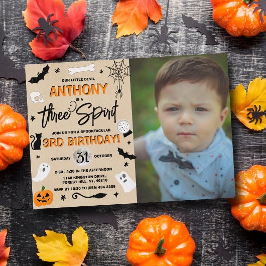 Invitation Trois Esprit ! Halloween 3ème anniversaire photo