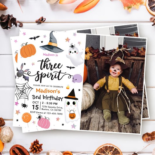 Invitation Trois Esprit Halloween 3ème anniversaire Photo