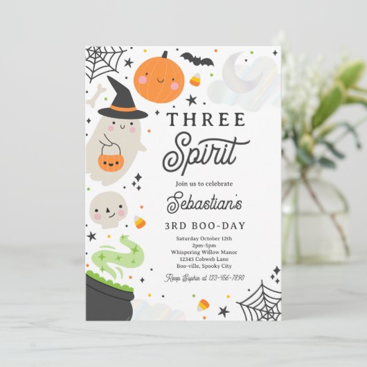 Invitation Trois Esprit Halloween Ghost 3ème fête d'anniversa (Debout devant)