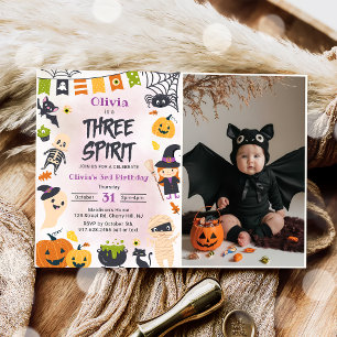 Invitation Trois Esprit Halloween mignon Fantôme Anniversaire