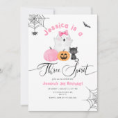 Invitation Trois Esprit Halloween rose éffrayante fille anniv (Devant)