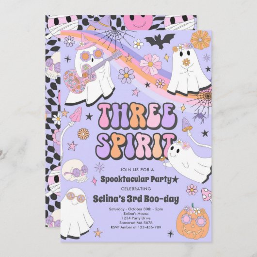 Invitation Trois Esprit Halloween Super Fantôme 3e anniversai (Devant / Derrière)