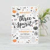Invitation Trois Esprit mignon Halloween Fantôme 3e anniversa (Debout devant)
