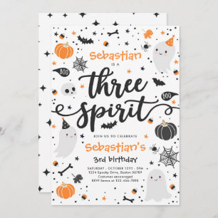 Invitation Trois Esprit mignon Halloween Fantôme 3e anniversa