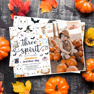 Invitation Trois Esprit mignon Halloween Fantôme 3e anniversa