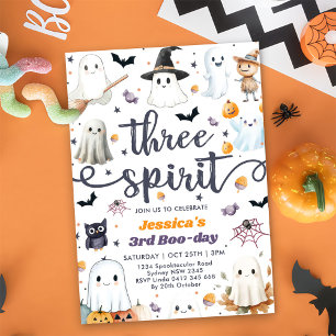 Invitation Trois Esprit mignon Halloween Fantôme 3e anniversa