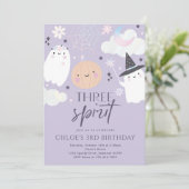 Invitation Trois Esprit mignon Halloween Fantôme 3e anniversa (Debout devant)