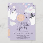 Invitation Trois Esprit mignon Halloween Fantôme 3e anniversa (Devant / Derrière)