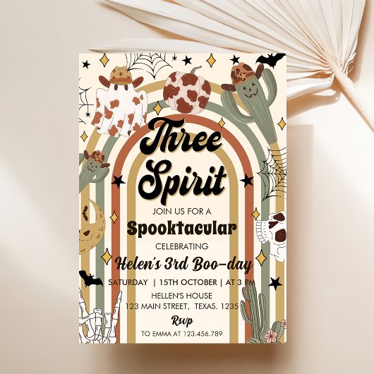 Invitation Trois Esprit Super Cactus Halloween Anniversaire