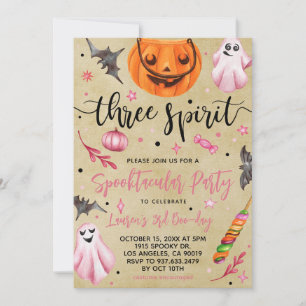 Invitation Trois Esprits Épouvantable Anniversaire Halloween