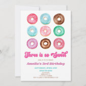 Invitation Trois est si doux Donut 3e fête d'anniversaire (Devant)