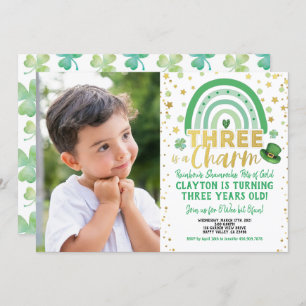 Invitation Trois est un charme 3e anniversaire St Patrick's P