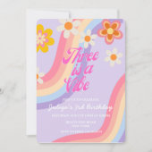 Invitation Trois est une vibe Retro Rainbow 3ème anniversaire (Devant)
