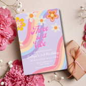 Invitation Trois est une vibe Retro Rainbow 3ème anniversaire