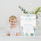 Invitation Trois ESTA 3e fête d'anniversaire Fiesta Photo (Debout devant)