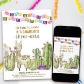 Invitation Trois esta 3ème anniversaire Fiesta Pas de temps p