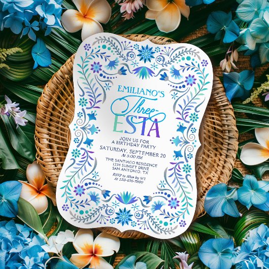 Invitation Trois esta Fiesta 3e anniversaire garçons