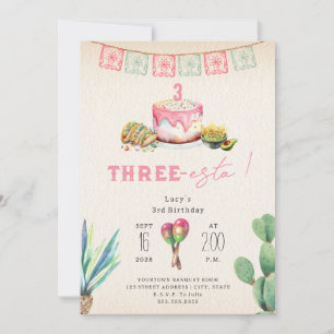 Invitation Trois Esta Girls Fête d'anniversaire rose pour leu
