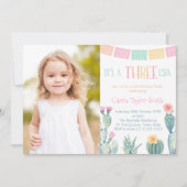 Invitation Trois-esta mexicaine Fiesta 3e anniversaire de fêt (Devant)