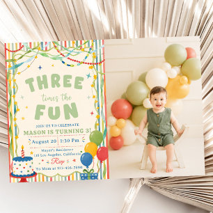 Invitation Trois fois plus de fun 3e anniversaire Photo
