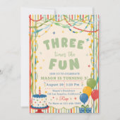 Invitation Trois fois plus de plaisir 3e anniversaire (Devant)