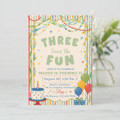 Invitation Trois fois plus de plaisir 3e anniversaire (Debout devant)