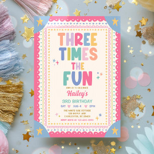 Invitation Trois fois plus de plaisir Anniversaire 3 ans fill
