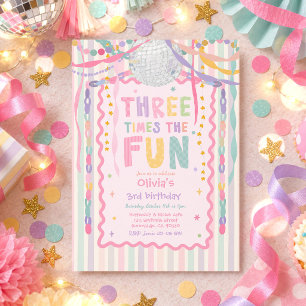 Invitation Trois fois plus de plaisir Anniversaire 3 ans fill