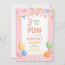Trois fois plus de plaisir Anniversaire rose 