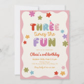 Invitation Trois fois plus de plaisir Daisy Anniversaire colo (Devant)