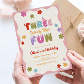 Invitation Trois fois plus de plaisir Daisy Anniversaire colo
