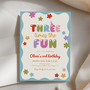 Invitation Trois fois plus de plaisir Daisy Coloré 3ème anniv