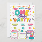 Invitation Trois fois plus de plaisir Triple anniversaire com (Devant)