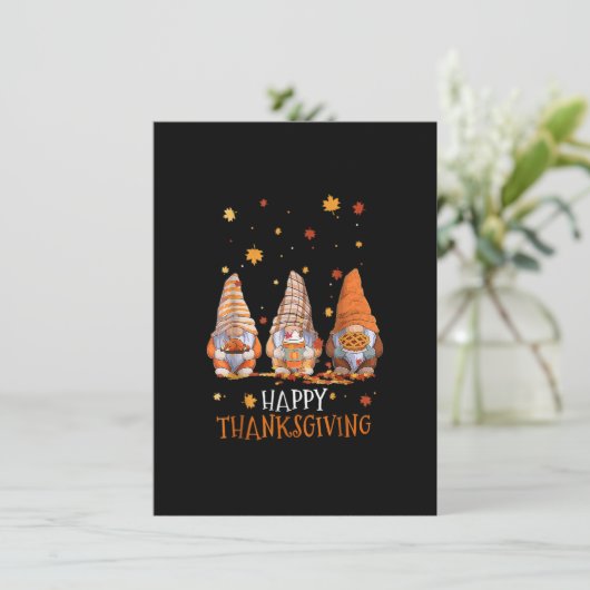 Invitation Trois Gnomes Bon thanksgiving Automne Automne Pump (Debout devant)