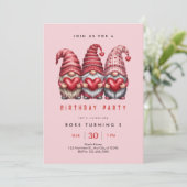 Invitation Trois Gnomes Roses 3ème Anniversaire (Debout devant)