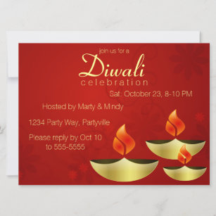 Invitation Trois Golden Deepas sur l'invitation rouge