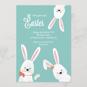 Invitation Trois lapins de Pâques