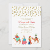 Invitation Trois Mages Parties scintillant Or Étoiles Noël Ho (Devant)