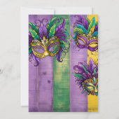 Invitation Trois Masques Mardi Gras En Vert Or Violet (Dos)