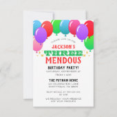 Invitation TROIS Mendous 3ème Bannière Ballons d'anniversaire (Devant)