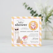 Invitation Trois ours au Baby shower de plage pour fille (Debout devant)