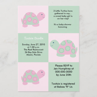 Invitation Trois petit baby shower de la tortue 5x7 de mod de