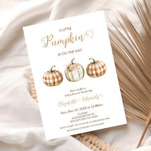 Invitation Trois petites citrouilles à carreaux orange pour u