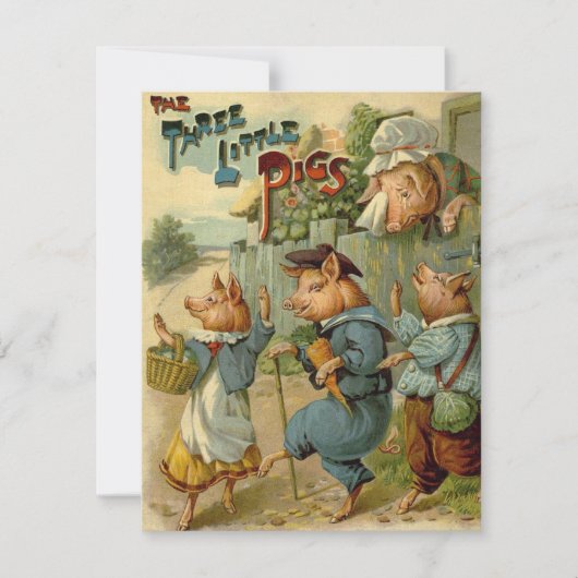 Invitation Trois Petits Chiens Vintage Fairy Tale (Devant)