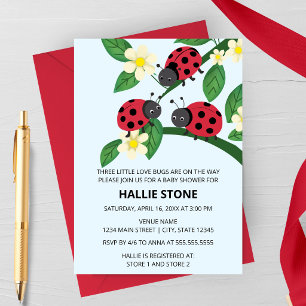 Invitation Trois Petits Insectes de l'Amour Baby Shower Cocci