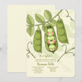 Invitation Trois petits pois dans un Baby shower de pois (Devant / Derrière)