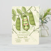 Invitation Trois petits pois dans un Baby shower de pois (Debout devant)