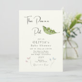 Invitation Trois petits pois dans un Baby shower de pois (Debout devant)
