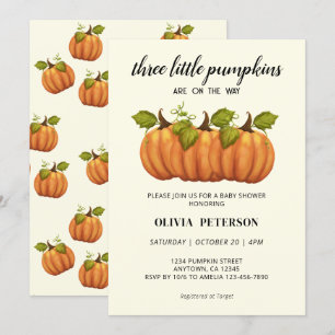 Invitation Trois petits triplés Citrouille Baby shower d'auto