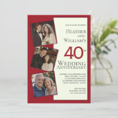 Invitation Trois Photo Ruby 40e anniversaire de mariage (Debout devant)